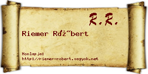 Riemer Róbert névjegykártya